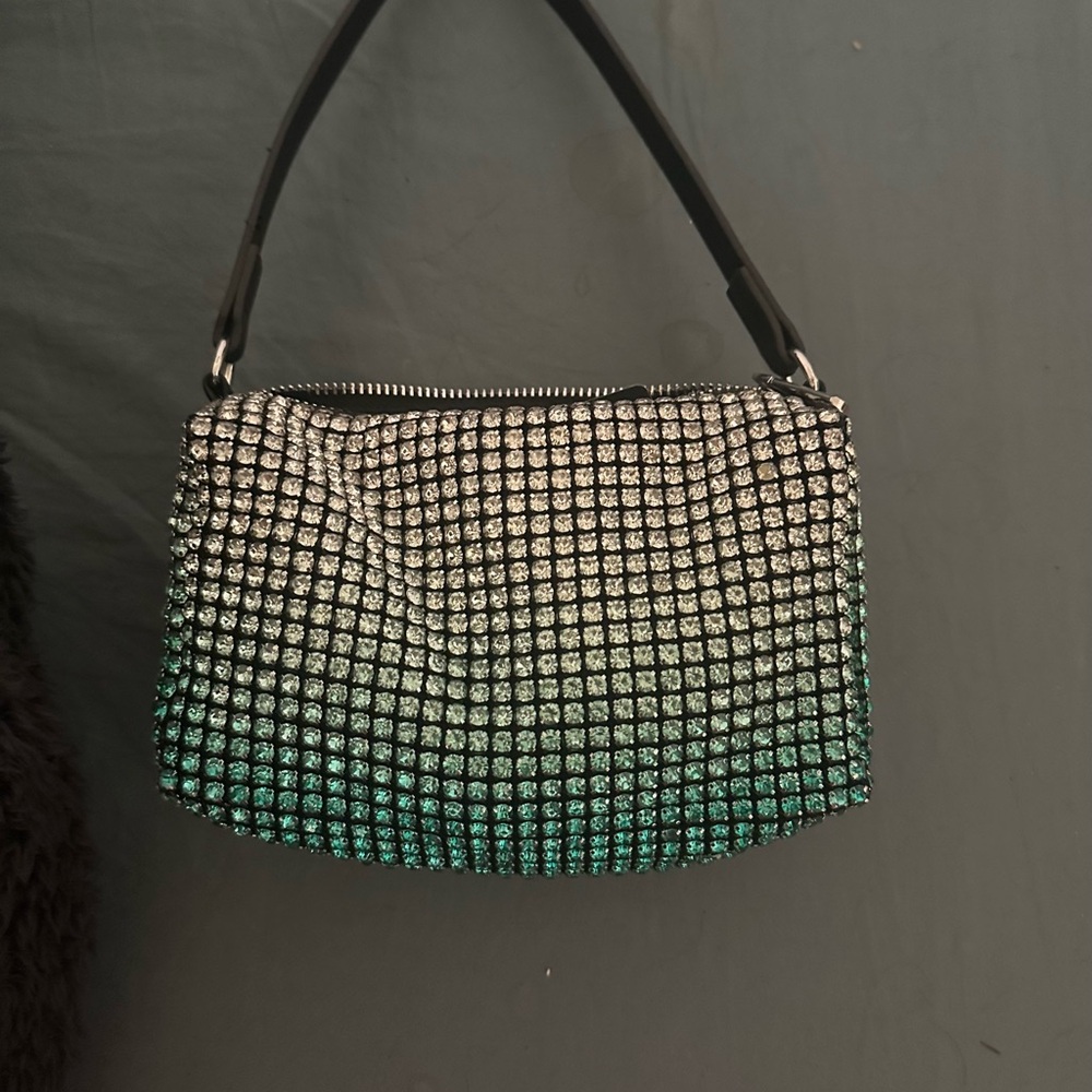 Elegant Green and Silver Women's mini fancy Bag